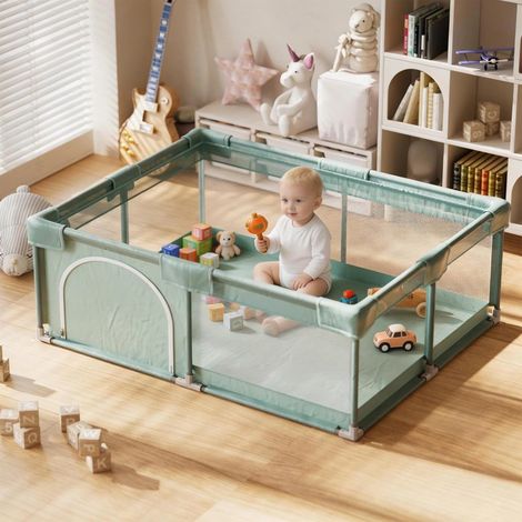 Parc pliable pour bébé - 150 x 180 cm - Vert clair (1/5)
