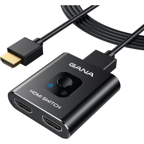 Switch HDMI 4K 60Hz avec Cable Fixe 1M, Splitter HDMI Bidirectionnel Commutateur Hdmi 2 Entrées 1 Sortie (Un écran à la Fois) Compatible avec PS5 PS4 PC (1/5)