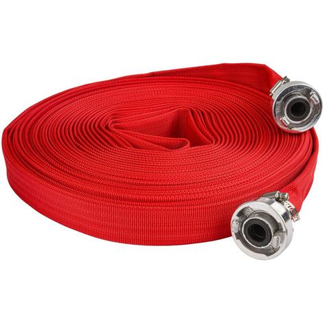 WEBFIRE Tuyau d'incendie plat pour eaux usées fosses septiques 8 bar raccords rapides 1" - 30 m (1/4)