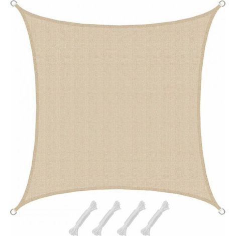 Voile d'ombrage UV 3x3 m HDPE Carré Protection Solaire Toile de Jardin Beige (1/3)