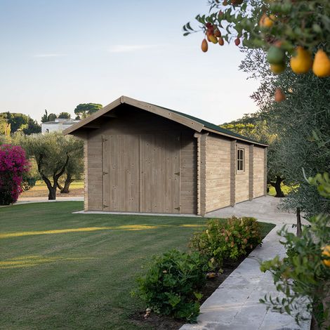 Garage in legno da giardino rettangolare 386x550 cm