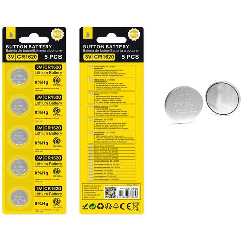 Pila boton litio lt63 cr1620 3v / 5 unids / one + / 2219390