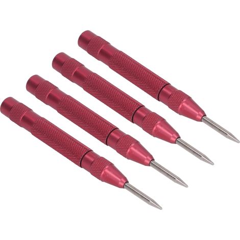 Pointeau automatique 4 pièces en acier rapide 5" pour assemblage et réparation - Kit outil professionnel rouge (1/5)