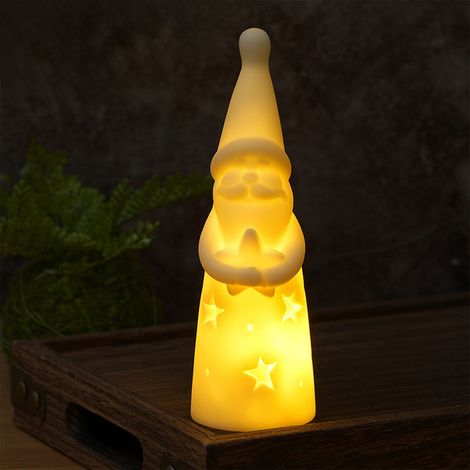 Luminaire De Noël - Veilleuse À LED En Forme De Bougie - Pour Chevet Chambre À Coucher - 5 x 5 x 15,5 cm - Blanc - 1 Pièce