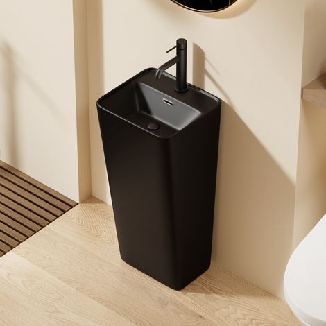 DILECI - Lavabo Totem Noir Carré Diagonale H83 (1/5)