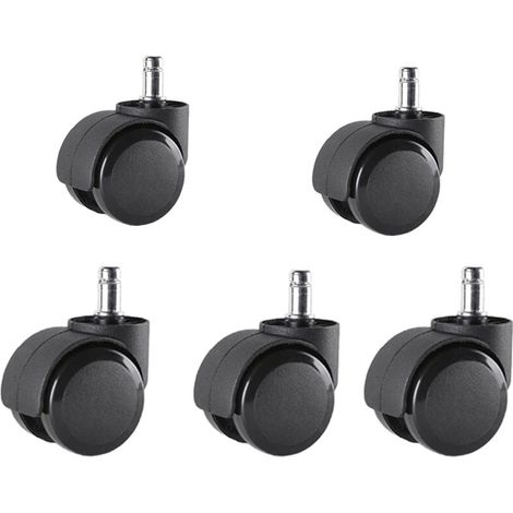 Set di 5 rotelle per sedia da ufficio 10 mm x 22 mm - Rotelle per pavimenti duri fino a 175 kg - Ruote per sedie girevoli - Installazione facile senza attrezzi -Crezuo