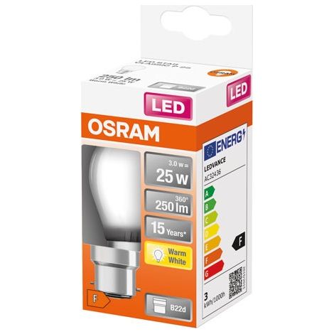 LED Sphärische Glas Poliert 2,5W B22 250lm 2700K Warm - Ledvance GP