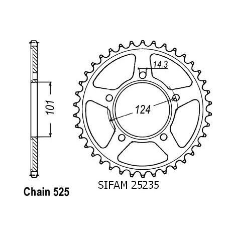 Couronne transmission Sifam pour moto KTM 1190 RC8 2008 à 2015 38