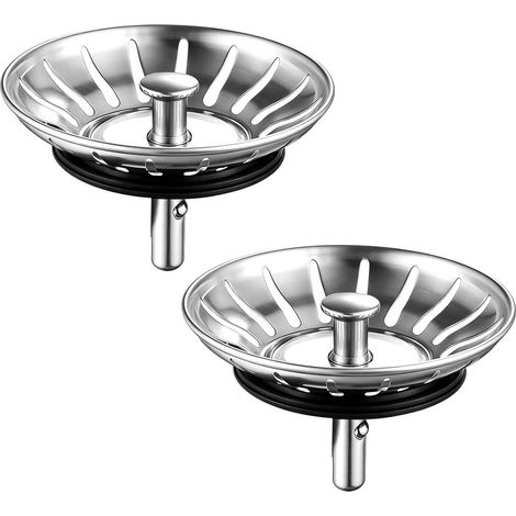 2 PCS Bonde Evier Cuisine 80mm en Acier Inoxydable, Bouchon Evier avec Filtre Evier Cuisine, Grille Evier Cuisine Et Passoire Evier, Panier De Vidange Durable pour Cuisine (1/5)