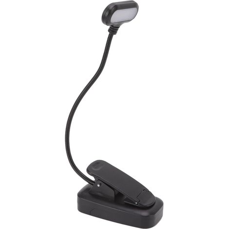 Lampe de lecture LED à pince avec protection des yeux, 3 niveaux de luminosité, col flexible, lampe de chevet portable pour la maison et les voyages (1/5)
