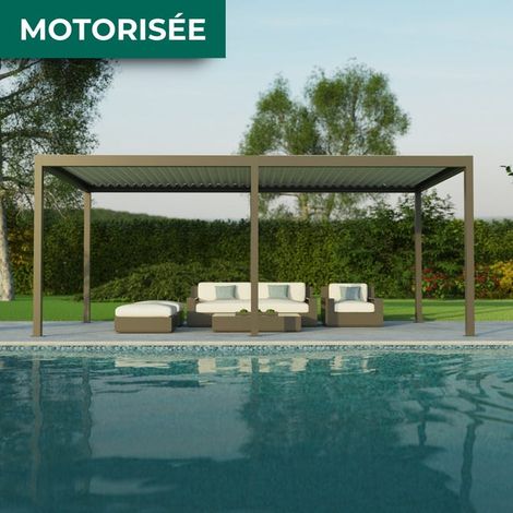 Pergola Bioclimatique Autoportante Motorisée Éclairée Aluminium 6x3 Gris SV ORIAL France (1/5)