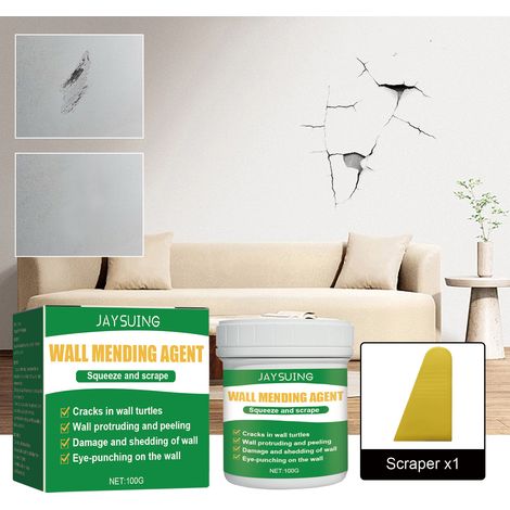 Wandreparaturpaste für Hausrenovierungen, Graffiti-Abdeckung, Schimmelbeseitigung, Reparatur von Wandrissen – 100 g 1 + Spachtel 1 -- DE (1/5)