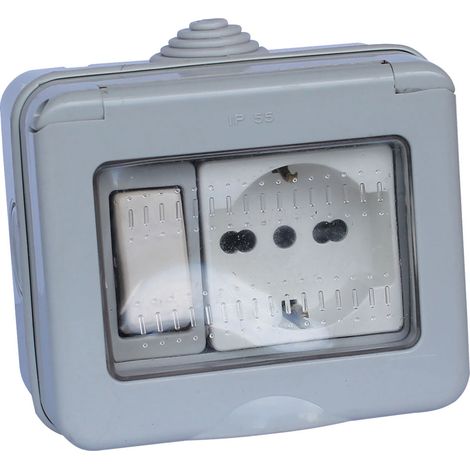 Contenitore Esterno Interruttore + Presa Schuko 1 Deviatore + 1