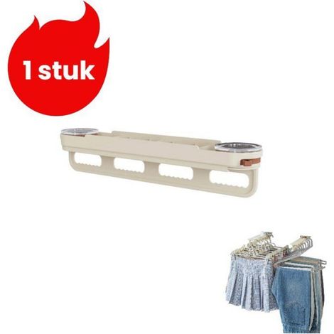 1 pièce - Porte-pantalons extensible à ventouses - Fixation sans perçage - Couleur crème (1/5)