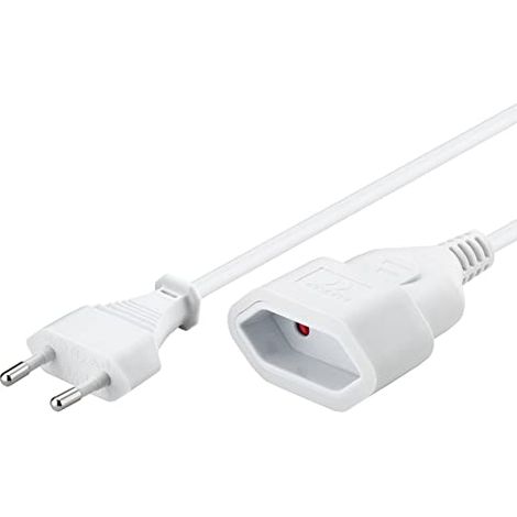 Prolunga eurospina, 3 m, bianco, eurospina (tipo C CEE 7/16) Spina Euro (tipo C CEE 7/16). Lunghezza del Cavo 3 m (1/4)