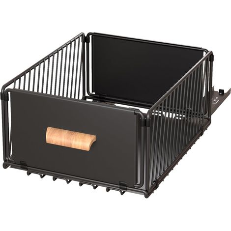 Panier Coulissant Universel pour Tiroir, Organisateur de placard Installation facile pour Cuisine, Salle de bains, Armoire (Noir) (1/5)