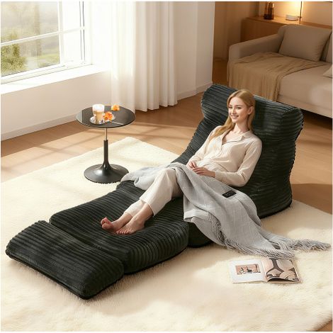 Sitzsack Sessel 2 in 1 Loungesessel Boden, modularer Relaxsessel als Sitzsack Liege, 83 x 83 x 83 cm, Lazy Sofa Chair für Wohnzimmer