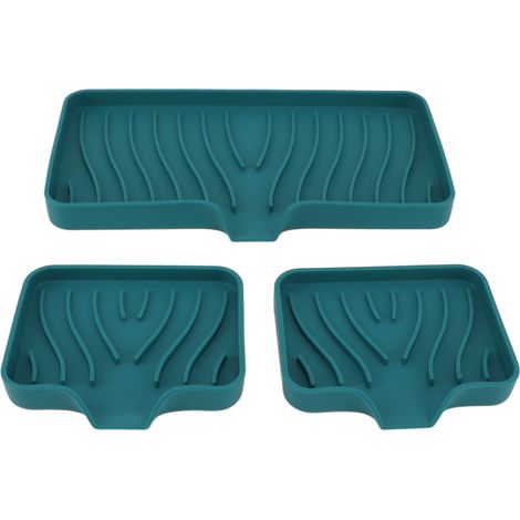 Porte-savon de cuisine en silicone vert, avec déflecteur d'évier et porte-éponge pour salle de bain et toilettes. (1/5)