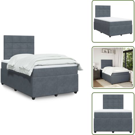 Sommier à lattes de lit et matelas gris foncé 120x190cm velours - Sommier À Lattes De Lit - Sommiers À Lattes De Lit - Lit - Meuble De Chambre À Coucher (1/5)