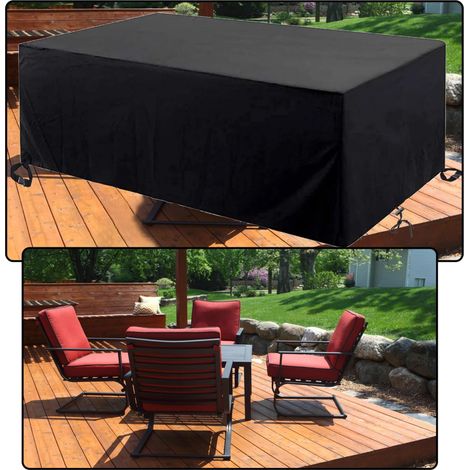 Housse De Salon De Jardin 868636cm/LxWxH 420d Tissu Oxford, Imperméable, Résistante Au Vent, Anti-UV & étanche à La Poussière pour Meubles De Jardin, Tables Extérieures, Canapé, Noir (1/5)