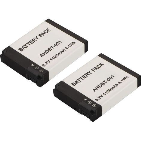 Batterie Lithium-ION Rechargeable AHDBT 001 pour Caméra de Sport - Batterie de Remplacement 3,7 V 1100 MAh, 2 Pièces (1/5)
