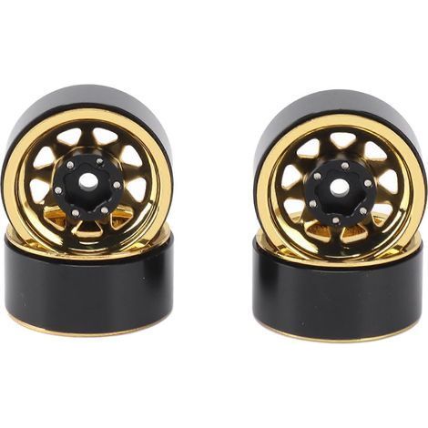 Lot de 4 jantes Beadlock à gorge profonde de 2,5 cm (1 pouce), universelles pour carrosserie de véhicules tout-terrain et voitures radiocommandées Traxxas, avec vis, couleur or. (1/5)