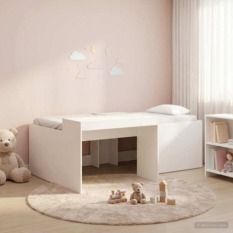 vidaXL Hochbett mit Schreibtisch für Kinder Weiß 98,5 x 200 cm (1/5)