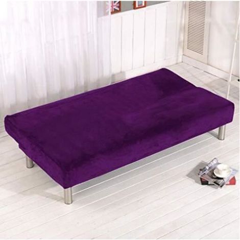 Housse de Canapé-lit Elastique sans Accoudoirs Housse de Clic Clac Couverture de Couleur Solide Violet (1/4)