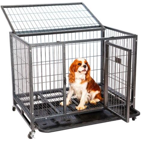 [JAMAIS UTILISÉ] PAITSY Cage pour chien intérieur et extérieur, 94x64x76cm, caisse de transport, roues verrouillables, pliable, 2 portes, plateau amovible