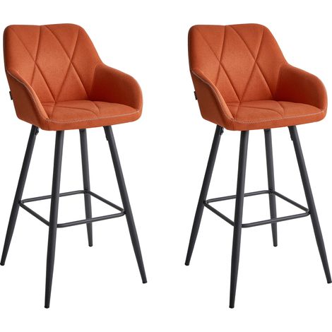 Conjunto de 2 sillas de bar de poliéster naranja negro acolchado reposabrazos Darien (1/5)