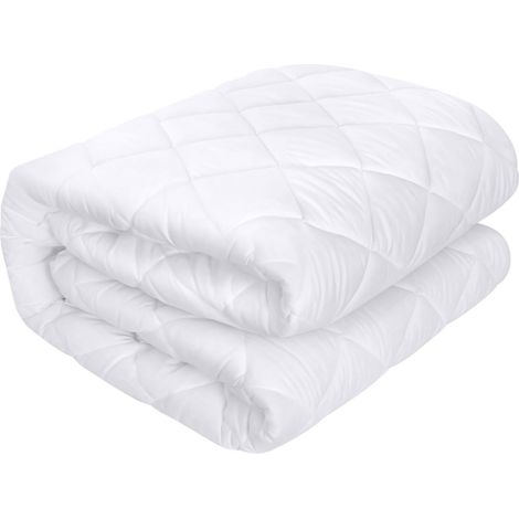 Protège matelas 90x190cm en polyester matelassé blanc bonnets de 35cm - BALTE (1/5)