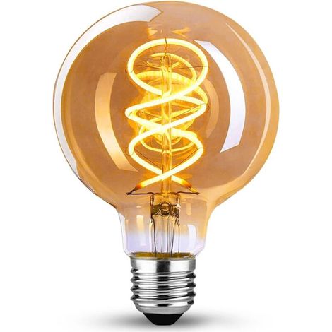 Edison Vintage Ampoule E27, E27 LED Vintage Dimmable 4 W Rétro Lampe LED Blanc Chaud 2200K Edison Ampoule E27 Vintage Idéal pour la nostalgie et l'éclairage rétro dans le Home Café Bar - 1 pièce (G80 (1/5)