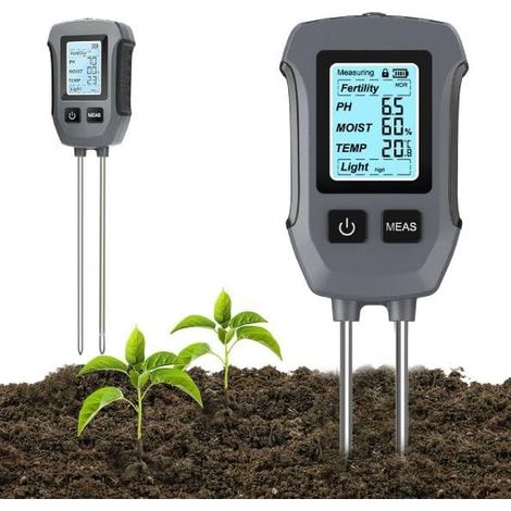 Testeur Humidité Plante 5 1 Atesteur pH Sol pH Fertilité Humidité Sol TempéRature Ensoleillement Écran LCD Éclairé Humidimètre (1/5)