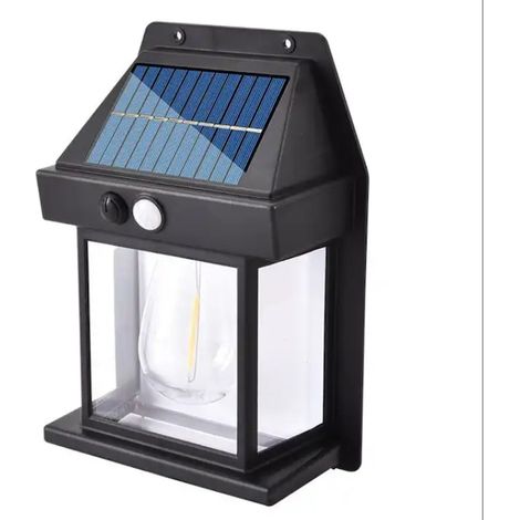 Lampada solare da parete a LED per esterni, con sensore di movimento e luce, senza fili, 3 modalità di funzionamento, impermeabile, colore nero. (1/5)