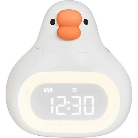 Réveil veilleuse canard mignon, lampe d'éveil pour enfants avec USB, veilleuse de chevet pour garçons et filles (blanc (1/5)