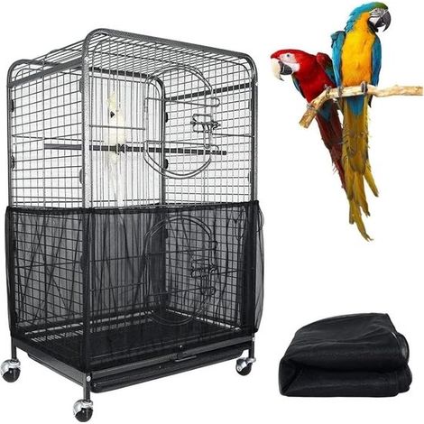 Jaula para pájaros, red protectora de poliéster, lavable, transpirable, evita derrames, tamaño ajustable, margaritas blancas, XXL (1/5)