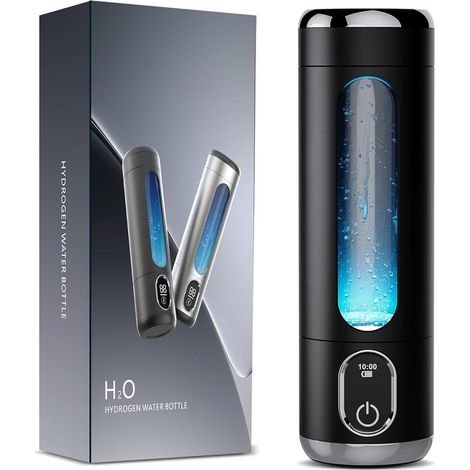 Bouteille d'eau portable avec générateur d'hydrogène – Jusqu'à 6000 ppb d'infusion d'H2 moléculaire, technologie SPE/PEM, appareil à hydrogène rechargeable pour le sport, les voyages, le bureau et la