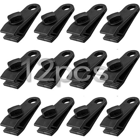 Pack of 12 heavy-duty tarpaulin clips, instant clips for awnings, tents, caravans, gardens, parasols