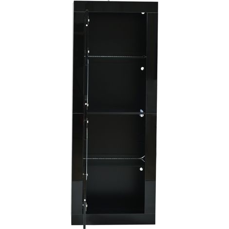 CHICFURN Vitrine LED noire 61 x 42 x 162 cm avec étagères en verre réglables, meuble de rangement sur pied avec portes acryliques, bibliothèque salon séjour (1/5)