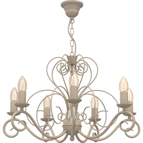 Lustre décoratif beige style bougeoir 7x E14 15W Mauro Luminex (1/5)