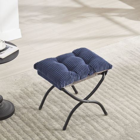 Fauteuil relax avec pouf ottoman, moderne lounge fauteuil d'appoint avec accoudoirs et poche latérale, siège rembourré style canapé pour lecture avec repose-pieds, adapté aux petits espaces, bleu mari (1/5)