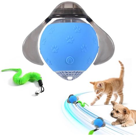 Jouet Balle Interactif pour Chat,2025 Nouvelle Luciole Rechargeable smartball Chat Intérieur avec Queue Duveteuse, Jouet Chat Automatique pour Chats Chiot l'instinct de Chasse (Bleu) (1/5)