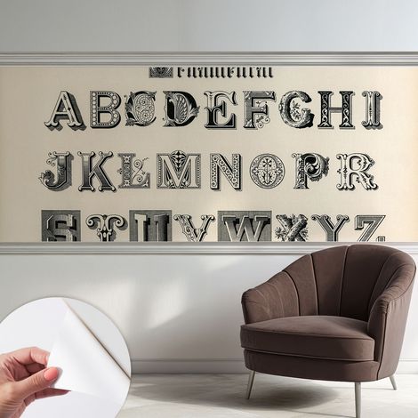 Papier peint adhésif avec colle pour décoration moderne de salon chambre à coucher cuisine et bureau Facile Lettres décoratives 250x104 cm (1/5)