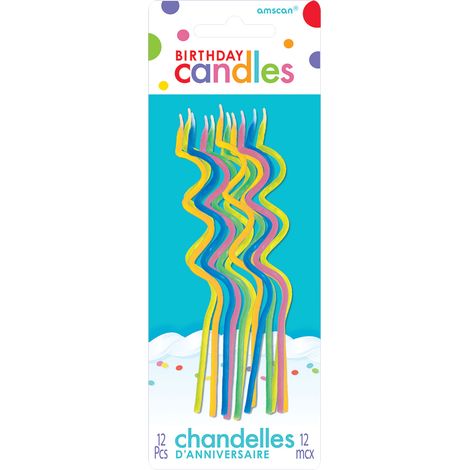 Bougies bouclées colorées 12 7 cm 12 pièces.