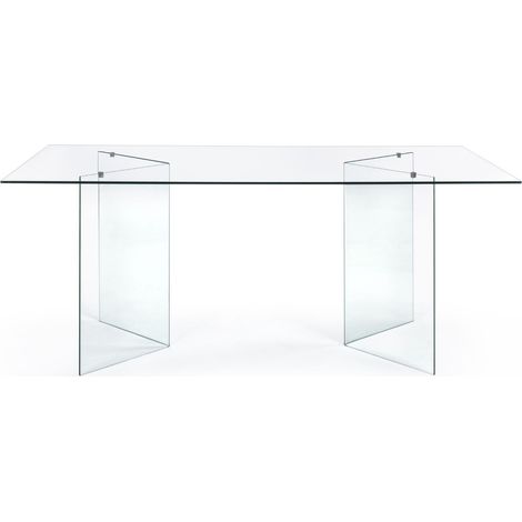 Table de salle à manger design rectangulaire en verre L180 - IDORA (1/4)
