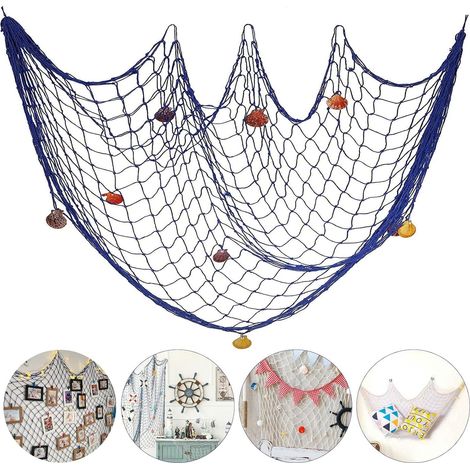 CCYKXA Fischernetze dekorieren, 1,5 x 2 m Fischernetz-Wanddekoration, Strand-Themen-Fischernetz-Wandbehang für Party-Wand, Zuhause, Hochzeitsdekoration, Fotografie-Dekoration