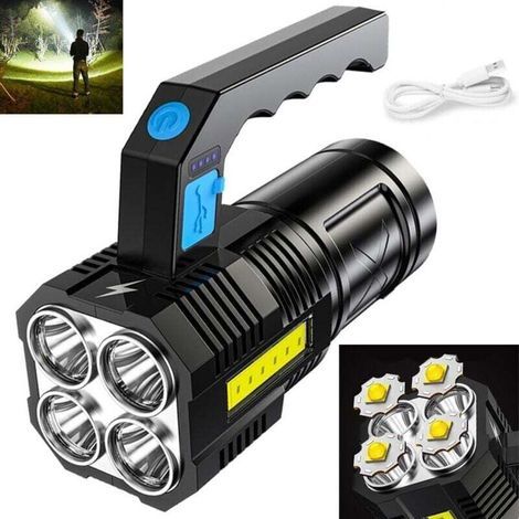 Torcia LED P1000 Quad-Core, torcia LED COB ricaricabile ultra luminosa, luce da lavoro impermeabile con 4 modalità, torcia di emergenza portatile per escursionismo, pesca, campeggio (1/4)