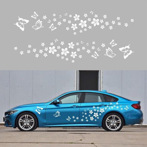 Autocollant voiture papillons et fleurs, vinyle décoratif DIY pour carrosserie (1/5)