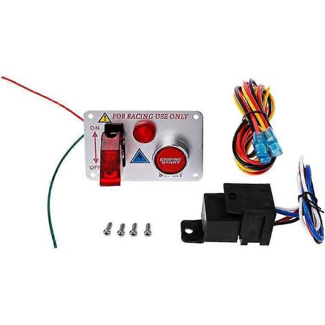 Bouton-poussoir de démarrage moteur 12 V pour voiture de course, panneau de commande avec LED rouge. (1/5)