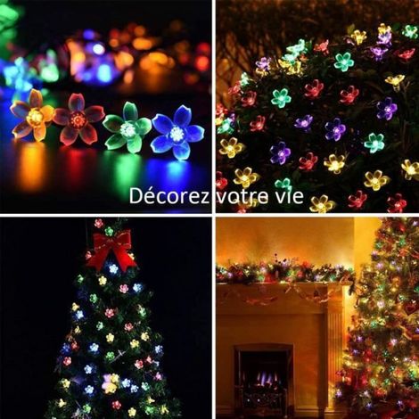 Guirlande Lumineuse Solaire Extérieure, 7m 50 LED 8 Fonctions Couleur Etanche Guirlande Lumineuse Fleur de Cerisier (1/4)